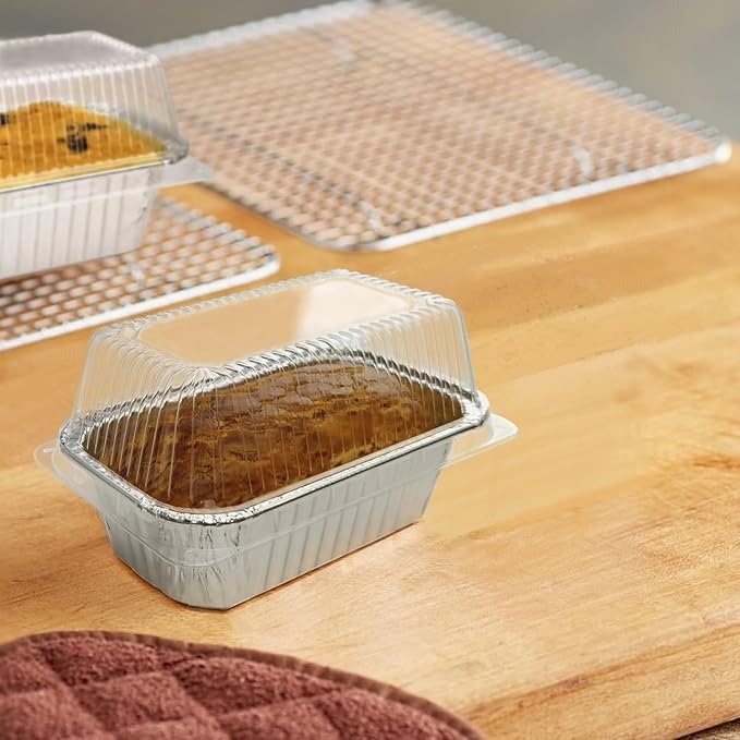 Disposable Mini Loaf Pans with Lids Bakeware Set,1lb, 30 Pack, 6x3.7 Aluminum Foil Bread Pans for Homemade bread, Small Cake Tins, Perfect for Baking Banana Bread, Chease Cake Brownies, etc.