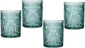 Godinger Old Fashioned Whiskey Glasses, Drinking Glasses, Vintage Decor, Glass Cups, Water Glasses, Cocktail Glasses - Jax Collection, 12oz, Seafoam, Set of 4