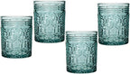 Godinger Old Fashioned Whiskey Glasses, Drinking Glasses, Vintage Decor, Glass Cups, Water Glasses, Cocktail Glasses - Jax Collection, 12oz, Seafoam, Set of 4