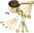 Gold Measuring Cups & Spoons Set of 16, Heavy Duty Stainless Steel Measuring Cups Measuring Spoons for Measuring Dry Liquid Ingredients for Baking Cooking, Gold Kitchen Accessories Gift