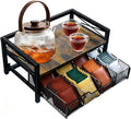 NANXITU Tea Holder Organizer,Wood Tea Box Organizer Storage Box,Tea Caddy for Tea Bags Organizer Drawer,with 8 Compartments Multi-Functional Tea Station Chest for Countertop