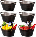 meekoo 6 Pcs Plastic Ice Buckets Bulk with Handles 4.5L Oval Storage Tub Large Capacity Ice Drink Bucket for Party Bar Wine Beer Champagne Beverage Bottle Cooler (4.5 L,Black)