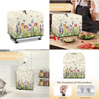Cartoon Tulip Flower Print Meat Slicer Cover, Dust-proof Meat Slicer Machine for Home Compatible with Food Slicer Commercial,Fit for Elite for Standard Meat Slicer -16 L x 13 W x 13 H