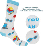 ANOTION Teacher Gifts, End of Year Teacher Gifts, Tumbler & Socks Gift Set - 20oz Glass Cup, Teachers Appreciation Day, Valentine's Day, Thank You, Blue and White, Modern, Reusable