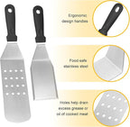 Flat Top Griddle Accessories Kit, 15 Pcs Stainless Steel Barbecue Tool Set for Blackstone and Camp Chef, Grill Spatula Tools Set with Egg Ring, Squeeze Bottles, Sauce Brush, for Teppanyaki Hibachi