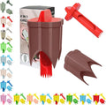 Pepper Corer, 2 in 1 Red Bell Pepper Seed Corer Remover Tool, Fruit & Vegetable Corers Quick Cave Tools for Jalapeno Cutter Deseeder, Red Brown