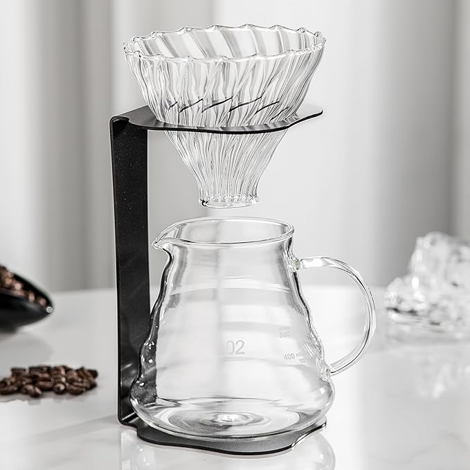 Coffee Pour Over Set – Complete Pour Over Coffee Maker with Dripper, Pot, and 100 Filters | Portable V60 Style Drip Coffee Pour Over