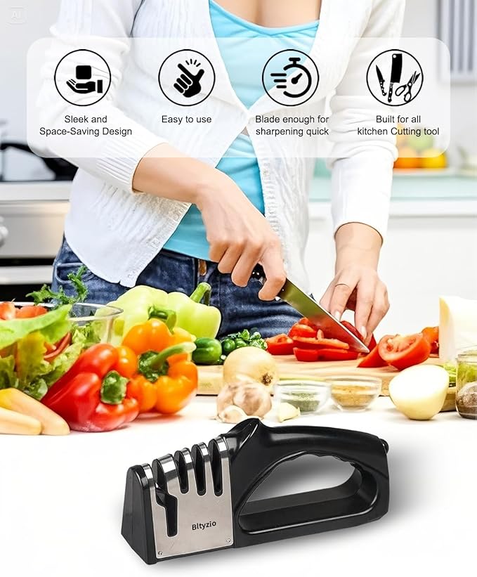 4-In-1 Kitchen Knife Sharpener, Multi-Functional Knife Sharpening Kit, Stylish Kitchen Accessories Suitable For Kitchen Knives, Chef Knives, Precision Knives And Scissors