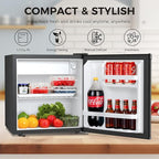 Antarctic Star Compact Refrigerator Mini Fridge with Freezer, Single Reversible Door, Dorm Fridge, Wire Shelf, Defrost Button, for Bedroom, Office, kitchen, 1.7 Cu. Ft, Black