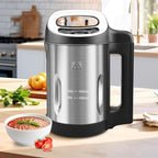 Homtone 1.6L Soup Maker, Stainless Steel Soup Making Machine with Smooth & Chunky Settings, Anti-Dry Burn, Overfill Sensors, Self-Cleaning Mode for Quick Soups, Baby Food