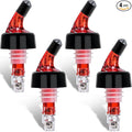 LINALL Automatic Measured Bottle Pourer - Pack of 4, 1 oz (30 mL) Quick Shot Spirit Measure Pourer Drinks Wine Cocktail Dispenser Home Bar Tools (Red 4pcs) (4)