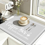 Findosom Dish Drying Mat, 16"x 24" Super Absorbent & Hide Stain Coffee Mat, Cuttable Drying Mat for Kitchen Counter, Coffee Bar Accessories, Under Dish Rack, Coffee Maker, Espresso Machine, LightGrey
