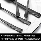 49-Piece Black Silverware Set with Organizer, Food-Grade Stainless Steel Black Flatware for 8, Cutlery Utensil Sets with Steak Knives, Rust-proof, Mirror Polished, Dishwasher Safe, Roman Column