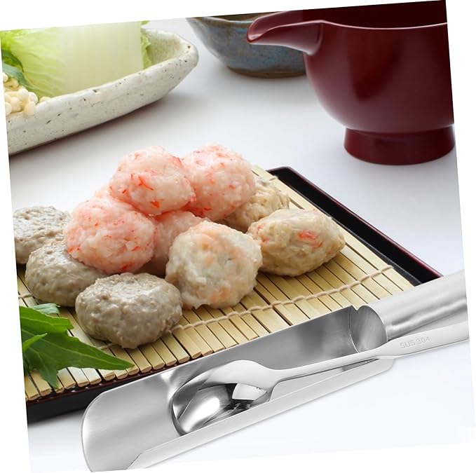 Luxshiny 304 Stainless Steel Meatball Maker Tool Set with Spatula DIY Fish Ball and Shrimp Slide Kitchen Gadget for Home Cooking Random Style