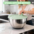 Stainless Steel Salad Spinner,Lettuce Spinner with Non-Slip Base,Vegetables Wash Bowl,Egg Yolk Strainer Slicer Shredder,A Variety of Blades Make it Easy to Chop, BPA Free,Dishwasher Safe.