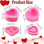 4 Pcs 3D Rose Flower Silicone Molds Mother's Day Fondant Mold Wedding Fondant Cake Molds Heart Candy Silicone Molds Chocolate Mould for Cake Topper Polymer Clay Soap Wax Making Party Supplies