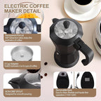 Aluminum Electric Moka Pot 5-6 Cup 270ml Express Coffee Maker Stovetop Espresso Portable Coffeemaker Italian Classic Brewing Greca Cafe Mocha with Removable Base and Overheating Protection Machine