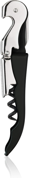 True Truetap Double Hinged Waiter's Corkscrew Wine Opener, Stainless Steel Wine Bottle Opener with Built In Foil Cutter, Home Bar Tools, Bar Cart Accessories, Wedding Gifts, Set of 1, Black