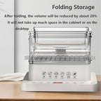 Food Steamer Electric Multicooker 800W | 3 Layers with Automatic Heat Preservation | Foldable Design | Touch Control Visual Panel