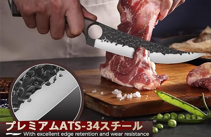 DRGSKL Serbian Chef Knife Set, Hand Forged Butcher Knife Set with Knife Bag, High Carbon Steel Kitchen Knives Set Meat Cleaver Boning Knife Viking Knives for Brisket Trimming, Gifts for Dad