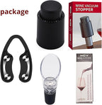 1 Vacuum Wine Stopper 1 Wine Aerator Pourer Aerating Spout with 1 Wine Foil Cutter Tool, Wine Bottle Stoppers set Reusable Wine Preserver Keep Fresh, Perfect Wine Accessory Gift for Wine Lovers
