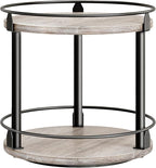 YATINEY Lazy Susan Organizer, Rotating Spice Rack, 2 Tier Spice Turntable Organizer, Industrial Turntable Spice Holder, for Kitchen Countertop and Cabinet, Compact and Versatile, Greige SR22BG