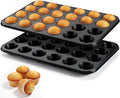 P&P CHEF 24-Cup Mini Muffin Pan Tin, Nonstick Carbon Steel Cupcake Pans, Versatile Bakeware Ideal for Mini Muffin Cupcake Egg Tart Pudding, Oven Safe & Even Bake, Healthy & Easy Clean, Black, 2Pcs