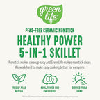 GreenLife12" 5QT Square Electric Skillet, Glass Vented Lid, Ceramic PFAS-Free Nonstick Coated Interior, Adjustable Temperature Control, Cool Touch Handles, Quick Even Heating, Scratch Resistant, Pink