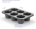 Monfish Jumbo Deep Muffin Pan 6 Cup Carbon Steel Gray Stone non Stick Coating Muffin Tin 3.5diax3inch cup