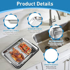 4 PCS Stainless Steel Baking Sheet Set,(2 Sheets + 2 Racks)15.7 X 11.8 Inch Baking Pan with Stainless Steel Fork,Spoon and Knife,Rust Baking Tray Pan for Kitchen Oven,Easy Clean&Durable