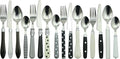 The Original Brink House Eclectic Black & White Mix & Match Stainless Steel Cutlery Set / 16 pieces with Metal Stand/Lifestyle utensils set for home, first apartment, dorm, dinner parties