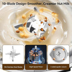 8 in 1 Nut Milk Maker Machine, 35oz（1L） Automatic Soy Bean Milk Maker with 10 Blades, Homemade Almond/Oat/Nut/Juice, Plant-Based Milk Blender, 12H Delay, Self-Cleaning, 2H Keep Warm and Boil Water