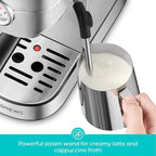 CASABREWS CM5418 Espresso Machine 20 Bar, Compact Espresso Maker with Steam Milk Frother, Stainless Steel Coffee Machine with 34oz Removable Water Tank for Cappuccino, Small Latte Machine, Silver