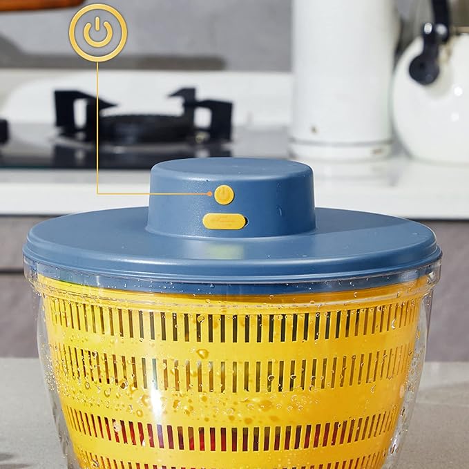 Vegetables Washer Dryer,4L Large Capacity Fruit Vegetable Strainer Spinner,USB Electric Salad Lettuce Spinner,Automatic Compact Salad Cleaner and Dryer for Home Kitchen(Blue)
