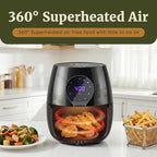 Elite Gourmet EAF5317D Digital 5.3Qt Hot Air Fryer 7 Menu Functions 1350W Oil-Less Healthy Cooker, Timer & Temperature Controls, PFOA/PTFE Free, Black