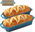 Flavehc Bread Pan Cast Iron Loaf Pan with Lid Bread Loaf Pan 13x5 Inch Enameled Cast Iron Sourdough Bread Pan,DarkCyan