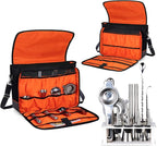 CURMIO Bartender Bag, Travel Bag for Bar Tools Set, Bartender Kits Storage with Padded Compartments for Wine Bottles, for Home Indoor Outdoor Patio Party, Black (Bag ONLY)