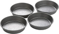 Chicago Metallic Deep Dish Pizza Pan Set of 4, 7 Inch Personal Size, Heavy-Duty Carbon Steel with Perforated Bottom for Crispy Crust, Perfect for Family Pizza Night