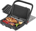 Dash MultiMaker Flex Press Grill System, Grill and Waffle - Nonstick Removable Plates - indoor Countertop Electric Grill for Sandwiches, Burgers, and Breakfast - Graphite