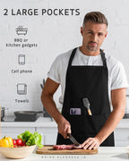 Syntus Apron for Men Women, Adjustable Cooking Kitchen Chef Aprons with 2 Pockets, Cotton/Polycotton/Polyester