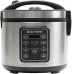 West Bend Rice & Grain Multi Cooker Programmable with 9 Preset Functions, Features Delay Start and Keep Warm Functions and Steam Basket, 20 Cups Cooked (10 cups uncooked), Stainless Steel