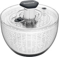 Ourokhome 6.3 QT Salad Spinner with Fully Removable Lid, Large Lettuce Dryer with One-Hand Press Pump, Instant Stop Brake Button and Retractable Handle, Vegetable Washer & Spinner for Greens and Herbs