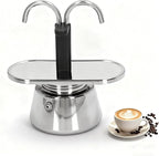 Moka Pot, 2-Cup 100ml Capacity Durable & Food Safe Stovetop Espresso Maker with Dual Pipe & Thickened Nonslip Strainer for Perfect Home-Brewed Coffee