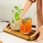 Ribbed Glassware Set of 8, 4 pcs Coffee Tumbler & 4 pcs Rocks Glass Cups, Durable Cocktails & Iced Coffee Cups, Versatile Drinkware for Juice, Smoothies, Whiskey, Wine, Elegant Glass Set for Women