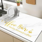Findosom Dish Drying Mat, 16"x 24" Super Absorbent & Hide Stain Coffee Mat, Cuttable Drying Mat for Kitchen Counter, Coffee Bar Accessories, Under Dish Rack, Coffee Maker, Espresso Machine, White