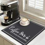 Findosom Dish Drying Mat, 16" x 18" Super Absorbent & Hide Stain Coffee Mat, Cuttable Drying Mat for Kitchen Counter, Coffee Bar Accessories, Under Dish Rack, Coffee Maker, Espresso Machine, Black