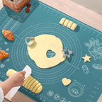 Silicone Pastry Mat 28" x 20" Extra Thick Non Stick Baking Mat with Measurements and Edge Heightening, Food Grade Silicone Rolling Mat for Pastry, Bread, Cookies, Pizza, Fondant, Pasta
