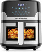 Emerson SmartVoice 5.3QT Air Fryer, 1000+ Voice Commands, 6-in-1 Digital Cooker, Compact Countertop Design, Oil-Free Healthy Cooking, Easy-Clean Nonstick Basket, 1500W