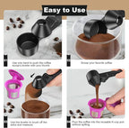 Coffee Scoop & Funnel for Reusable K Cup Refillable Coffee Pods, Coffee Measuring Spoon 2 Tablespoon Capacity, Scoop with Funnel for Ground Coffee, Protein Powder, Tea (Black, 1 Pack)