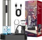 Electric Wine Opener,Rechargeable Automatic Wine Opener Corkscrew Opener Set With Wine Stopper, Foil Cutter, Wine Aerator,Storage Base & USB-C Cable Christmas Gifts for Wine Lovers